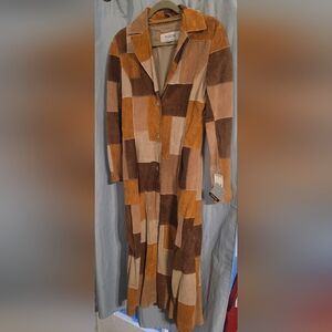 RARE Wilsons Leather Patchwork Full Length Suede Leather Coat NEW